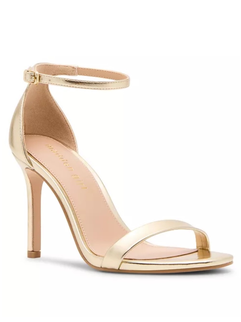 Madden Girl Metallic Gold Ankle Strap Stiletto Sandals - Picture 7 of 12